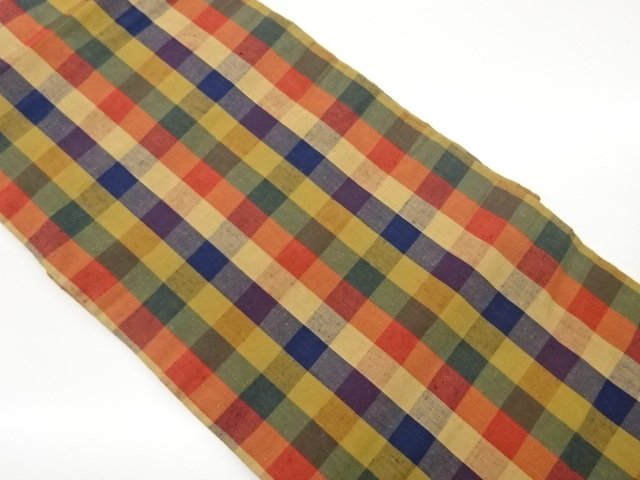 JAPANESE KIMONO / NAGOYA OBI / TSUMUGI / WOVEN GRID 